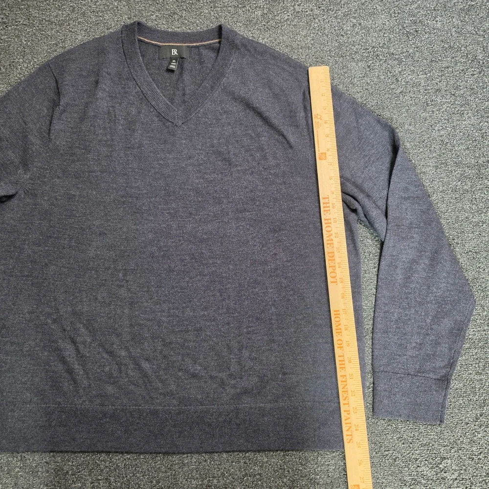Banana Republic Sweater Gray Mens XL Italian Merino Wool V-Neck Pullover Classic